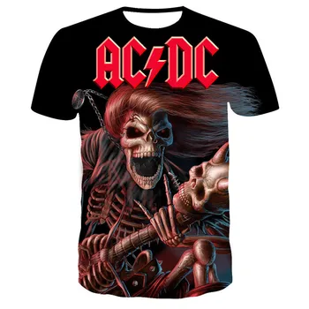 Vasaros Naują Atsitiktinis Stiliaus trumpomis Rankovėmis vyriški Įdomu T-Shirt AC DC 3D Spausdinimo T-Shirt Brand T-Shirt Mados Vyrų XXS--6XL