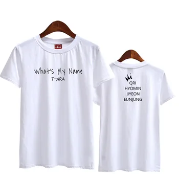 Vasaros stiliaus karalienių palanki marškinėliai kpop tara, t-ara nauja albumą, koks mano vardas, o spausdinimo kaklo trumpomis rankovėmis t-shirt