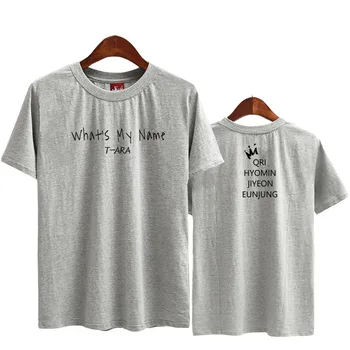 Vasaros stiliaus karalienių palanki marškinėliai kpop tara, t-ara nauja albumą, koks mano vardas, o spausdinimo kaklo trumpomis rankovėmis t-shirt