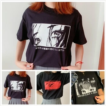Vasaros Viršūnes Panika, Man Kartais Black Marškinėliai Moterims Unisex Japonijos Harajuku Stiliaus Estetinių Anime Tee Hipsters Grunge