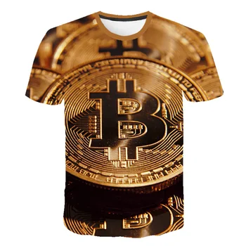 Vasarą Naujas Vyrų/Moterų marškinėliai 3D Atspausdintas Bitcoin Tee Atsitiktinis Viršų Streatwear Juokinga Dizaino trumpomis Rankovėmis Marškinėlius, S-6XL Užsakymą Viršų