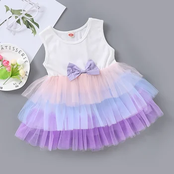 Vasarą Vaikams Laisvalaikio Rankovių Vientisos Spalvos PHot Parduoti Kūdikį, Kūdikis Ju Siūlų Tortas Suknelė Baby Girl Dress Nauja