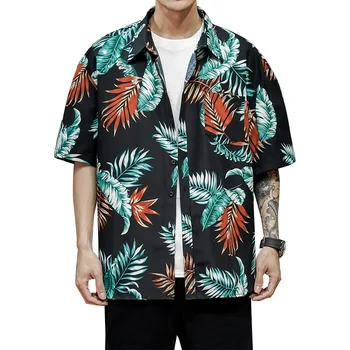 Vasarą Vyrai Havajų Suknelė Marškinėliai Prarasti Atspausdintas Trumpas Rankovės Didelis Mums Dydžio Havajų Gėlė Vyrų Paplūdimio Gėlių Marškiniai