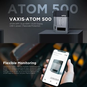Vaxis ATOM 500 Belaidis Siųstuvas-Imtuvas Naujausia Versija 1080P HD Dual HDMI Vaizdo Bevielio Perdavimo, skirtas DSLR Fotoaparatui
