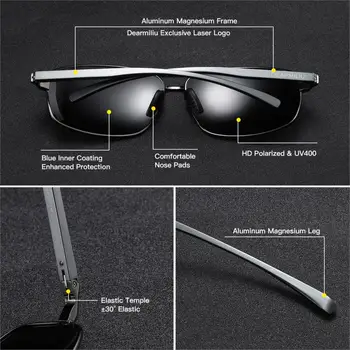 Veithdia Poliarizuota mens akiniai nuo saulės ženklo dizaineris Aliuminio Rėmas, Saulės Akiniai Vyrų Vairavimo Akiniai Akiniai Priedai atspalvių 2458