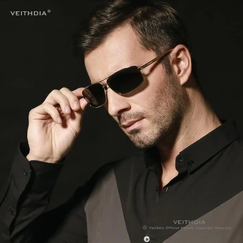 Veithdia Poliarizuota mens akiniai nuo saulės ženklo dizaineris Aliuminio Rėmas, Saulės Akiniai Vyrų Vairavimo Akiniai Akiniai Priedai atspalvių 2458