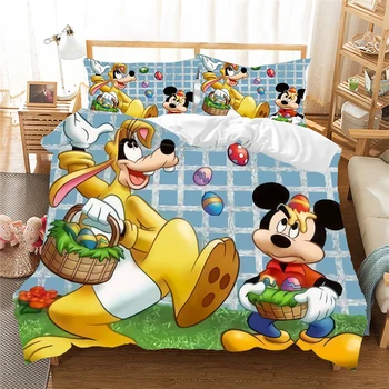 Velykų Patalynės Komplektas Disney Mickey Minnie Lova set Queen ' King Size Vaikų Antklode Padengti Užvalkalas Šalikas Patalynės Komplektai