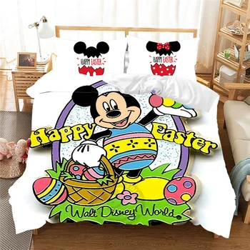 Velykų Patalynės Komplektas Disney Mickey Minnie Lova set Queen ' King Size Vaikų Antklode Padengti Užvalkalas Šalikas Patalynės Komplektai