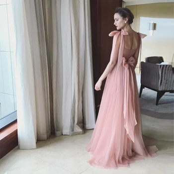 Verngo Grožio Suknelės Vakare Lankas Tiulio Oficialų Suknelė Rožinės spalvos ilgos Suknelės Vakare Mantija De Soirée Vestido Vongo
