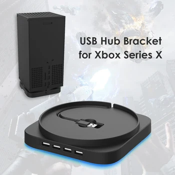 Vertikalus Stovas Xbox Serijos X su 4 Prievadų USB 2.0 Hub Mėlyna Šviesa Lopšio Pagrindo Žaidimų Konsolės Priedai