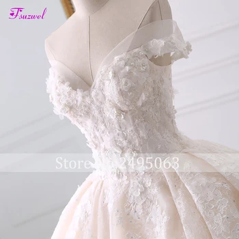 Vestido de Noiva Appliques Nėriniai Gėlės Princesė Vestuvių Suknelės 2020 Brangioji Kaklo Perlai Royal Traukinio Kamuolys Suknelė Vestuvių Suknelė
