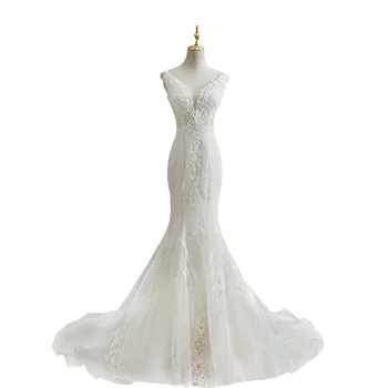 Vestuvinė Suknelė Undinė Dress 2021 Seksualus V-kaklo Prabangos Nekilnojamojo Foto Nėrinių Princesė Nėrinių Emberoidery Vestido De Noiva