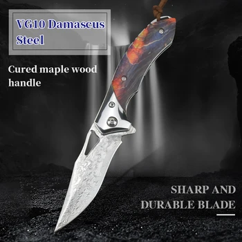 VG10 Damasko plieno peilis taktinis EDC sulankstomas peilis lauko peilis kempingas medžioklės peiliukas kovoti su išgyvenimo įrankis