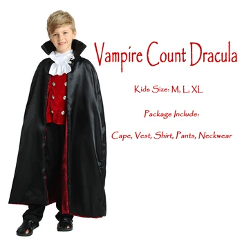 Viduramžių Vampyras Grafas Drakula Baisu Halloween Cosplay Kostiumų Nustatyti Vaikams Vaikams Išgalvotas Kamuolys Partijos Veiklos Trileris Medžiaga