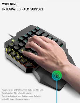 Viena Ranka Žaidimų Klaviatūra, Mini Usb Laidinė Klaviatūra Vieną Vienovę Telefono RGB LED Backlight Gamer
