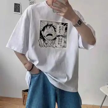 Vienas Gabalas Animacinių filmų marškinėliai atsitiktinis marškinėlius homme streetwear vyras Moteris marškinėliai berniukams drabužius anime vasaros top tees Luffy Marškinėliai Vyras