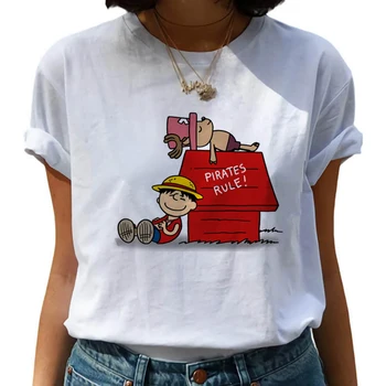 Vienas Gabalas Harajuku T Marškinėliai Moterims Juokingas Animacinių filmų Luffy T-shirts Ullzang Japonų Anime Tshirts 90s Grafinis Kawaii Viršuje Tees Moteris