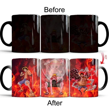 Vienas gabalas įrankių 4 luffy Ace Zoro puodelis spalva keičiasi magija kavos puodeliai, taurės moring pieno cup taures dovana