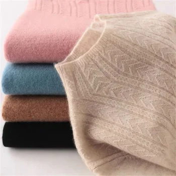 Vientisos spalvos pusė, aukštos apykaklės Megztinis trumpas rudens žiemos sutirštės šiltas prarasti ilgomis rankovėmis megzti bazės megztinis moteriška