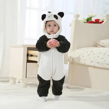 Vilnos Kūdikių Drabužiai Gyvūnų Balta Juoda Jumpsuit Helovinas Kostiumas Panda Baby Romper Už Bamblys Drabužius 1 2 3 Metų RL2-A