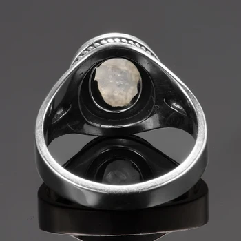 Vintage Stiliaus 925 Sterlingas Sidabro Ovalo Formos Natūralus Mėnulio Akmuo Žiedai Moterų Vestuvės Vestuvinis Papuošalų Piršto Anillos Bague Aneis