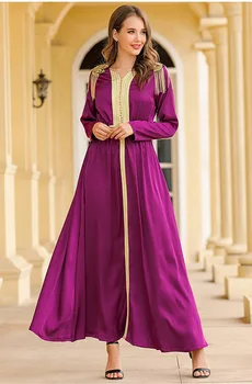Violetinė Vestidos Musulmonų Suknelė Abaja Turkijos Islamo Drabužiai Hijab Afrikos Suknelės Abayas Moterų Caftan Kaftan Maroko Skraiste