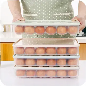 Virtuvės Spalvų 24 Tinklelis Kiaušinių Laikymo Dėžutė Plastiko Šaldytuvas Talpinimo Nešiojamų Kiaušinių Dėklas
