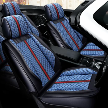 Visiška PU Oda automobilių sėdynės padengti linų pluošto auto sėdynių apdangalai, 