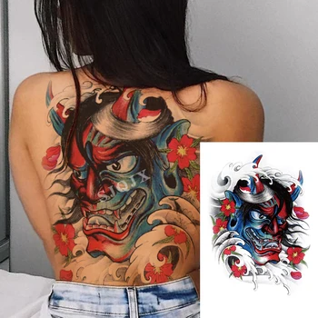 Visiškai ramus dideli laikina tatuiruotė lipdukai Koi Kaukolė Akvarelė kūno tatuiruotės Dragon gyvatė Didelis tatuiruotė ant nugaros moterims