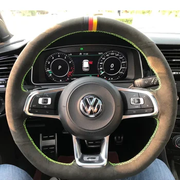 Visos Juodos Verstos Odos Vairas Balti Dygsniai ant Wrap Dangtelis Tinka Volkswagen Golf 7 GTI / Golf R MK7 / VW Polo GTI