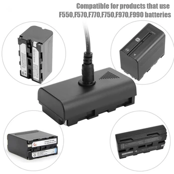 VISĄ DC Jungtis Manekeno Baterija+5V USB Kabelis, skirtas Sony NP F550 F570 F770 F750 F970 F990 su USB Laidu