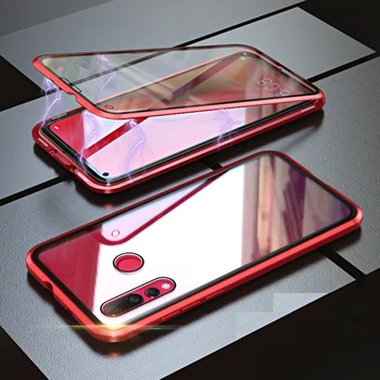 Visą Magnetinis Dangtelis Atveju, Huawei P Smart Z Atveju 360 dvigubi šoniniai Stiklai Padengti y9 2019 Magnetas Metalo Y9 Premjero 2019 atveju
