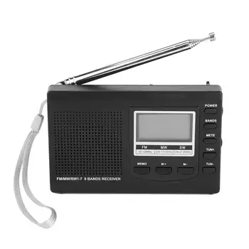 VLIFE Garsiai Garsiakalbis Mini Stereo Radijas FM/MW/SW Full Band Imtuvas DC 5V Nešiojamas Skaitmeninis Laikrodis-Žadintuvas, Muzikos Grotuvas