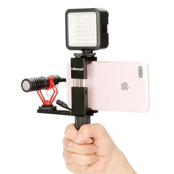 Vlog Setup Kompaktiškas Fotoaparatas Mikrofonas W Telefono Rankena Rankena Vaizdo Įrenginys Išmanųjį telefoną Mic 
