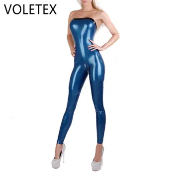 Voletex Latekso Catsuit Seksualus Stebėjimo Latekso Bodysuit Tarpkojo Zip Gumos Catsuit Moterims