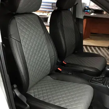 Volkswagen Polo SD 2010-2019 гв. (разд. Reversas. Atlošas) mados sėdynės padengti iš экокожи [modelį, autopilotas, rombas]