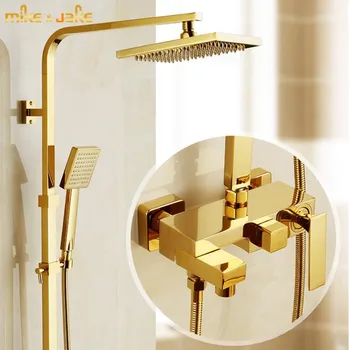 Vonios kambarys Prabanga kritulių Golden shower nustatyti aukso aikštėje nuolat dušo nustatyti, vonios, lietaus Dušo maišytuvas Voniai Maišytuvas