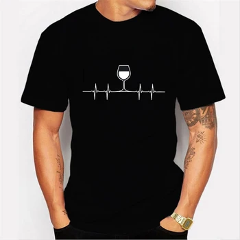 Vyno širdies Plakimas Spausdinti vyrų T-Shirt Juokinga Vyno Marškinėliai Graphic Tee Viršūnes Streetwear Vasaros medvilnės marškinėlius negabaritinių vyrų VYRŲ marškinėliai