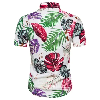 Vyrai Atostogų Atsitiktinis Havajų Marškinėliai Vasaros trumpomis Rankovėmis Medvilnės Mens Prekės Streetwear Mados Slim Fit Marškinėliai Drabužių 3XL