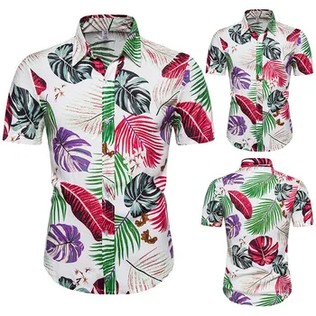 Vyrai Atostogų Atsitiktinis Havajų Marškinėliai Vasaros trumpomis Rankovėmis Medvilnės Mens Prekės Streetwear Mados Slim Fit Marškinėliai Drabužių 3XL