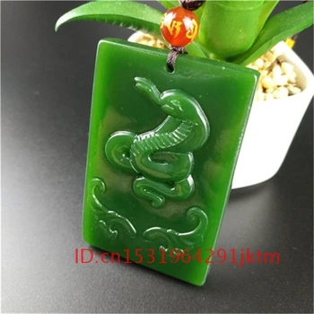 Vyrai Dovanos Green Jade Moterų Mados Vertus Amuletas Žadeitas Žavesio Pakabukas Kinijos Gamtos Karoliai Raižyti Gyvatė Papuošalai
