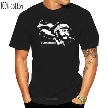 Vyrai El Comandante Fidelis Castro Kuba Kuba Kommunist Atsitiktinis Marškinėliai Tee Vyrams