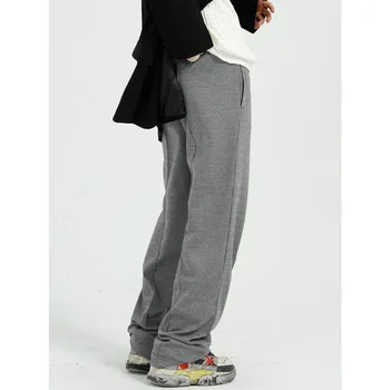 Vyrai Elastinga Juosmens Houndstooth Pledas Retro Atsitiktinis Tiesios Kelnės Vyrams Streetwear Derliaus Hip-Hop Laisvas Kelnes Poilsiu Sweatpants