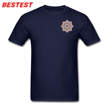Vyrai T Shirts Mandala T-shirt Naują Atvykimo Medvilnės Drabužius Geometrinis Lotus Flower Print Viršuje Slim Fit Tees Draugu Dovana, Baltas