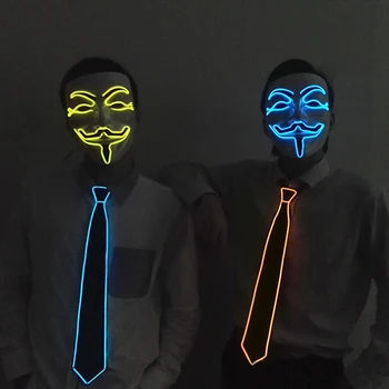 Vyrai Žėrintis Zip Kaklaraištis EL Viela Neon LED Šviesos Haloween Kalėdų Vakarėlį Ryšius Šviesos Iki Apdailos DJ Baras Klubo Etapas Prop Drabužiai