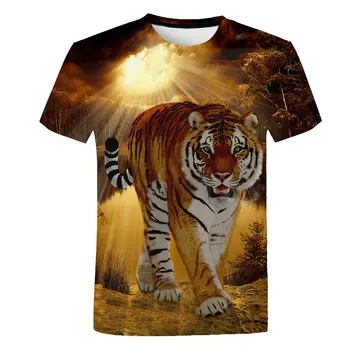 Vyriški Marškinėliai 3D Atspausdintas Gyvūnų Tigras marškinėliai trumpomis Rankovėmis Juokinga Dizaino Laisvalaikio Viršūnes Tees Vyrų Helovinas marškinėliai Azijos dydis 6XL