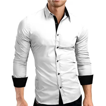 Vyriški marškinėliai Mados asmenybės vyriški laisvalaikio slim ilgomis rankovėmis marškinėliai palaidinė 5 spalvos vyriški marškiniai