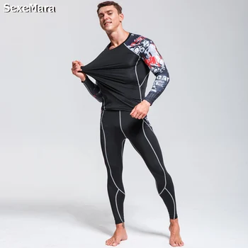 Vyriški sportiniai kostiumas rashgard rinkinys suspaudimo apatiniai drabužiai vyrams, drabužiai bėgiojimas mma šilumos apatiniai vyrams, + ilgas + johns antblauzdžiai