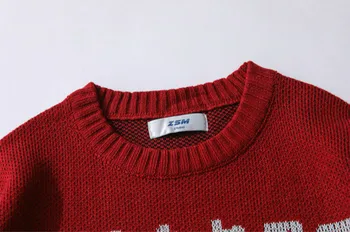Vyrų banga prekės apvalios kaklo dvimatis animacinį personažą žakardo megztinis Harajuku stilius pora tendencija laisvas megztinis (puloveris)