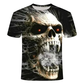 Vyrų kaukolės T-shirt mados vasaros trumparankoviai dvasios riteris cool T-shirt 3D kaukolė spausdinti viršaus kaukolė T-shirt vyrai